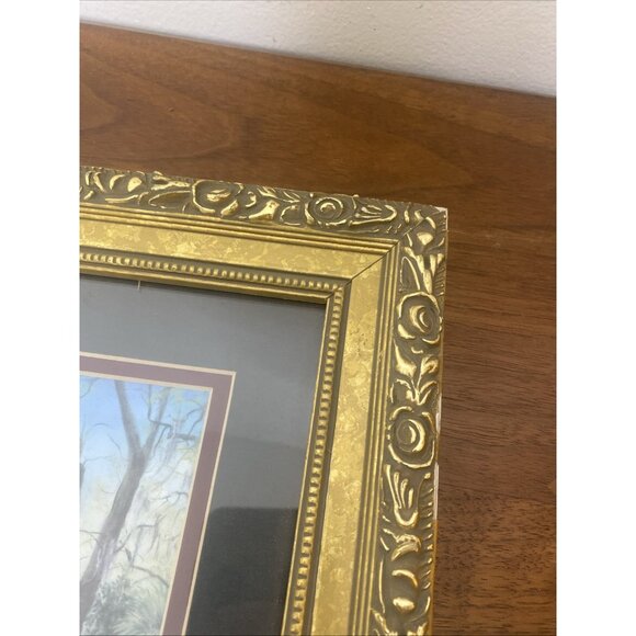 Essie DeLoach Savannah's Gigerbread House on Bull Street Print Gold Grame Gilded - Picture 6 of 9